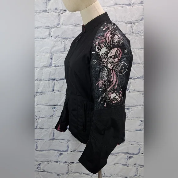 Joe Rocket Women's Motorcycle Jacket Pink Black Embellished Removable Liner XS - Picture 8 of 14
